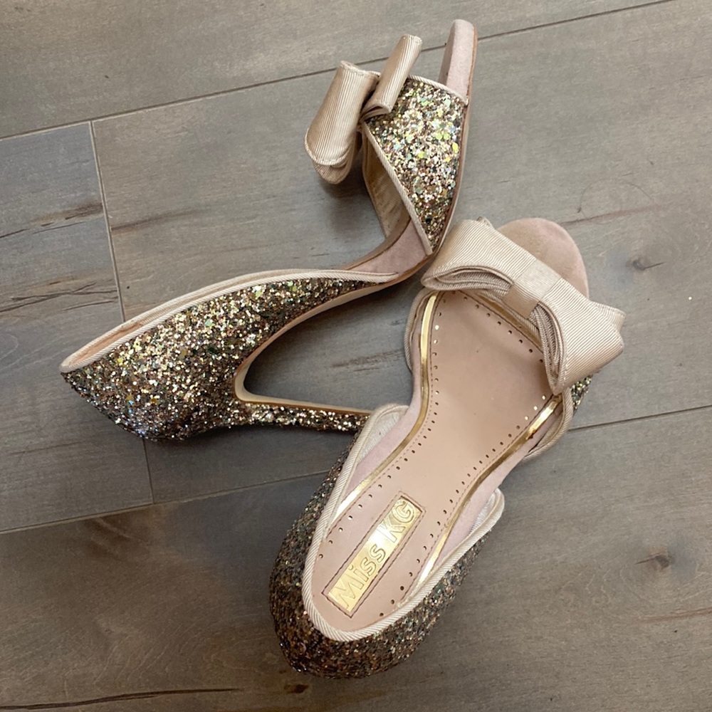 Miss KG Gold Glitter Bow Heels